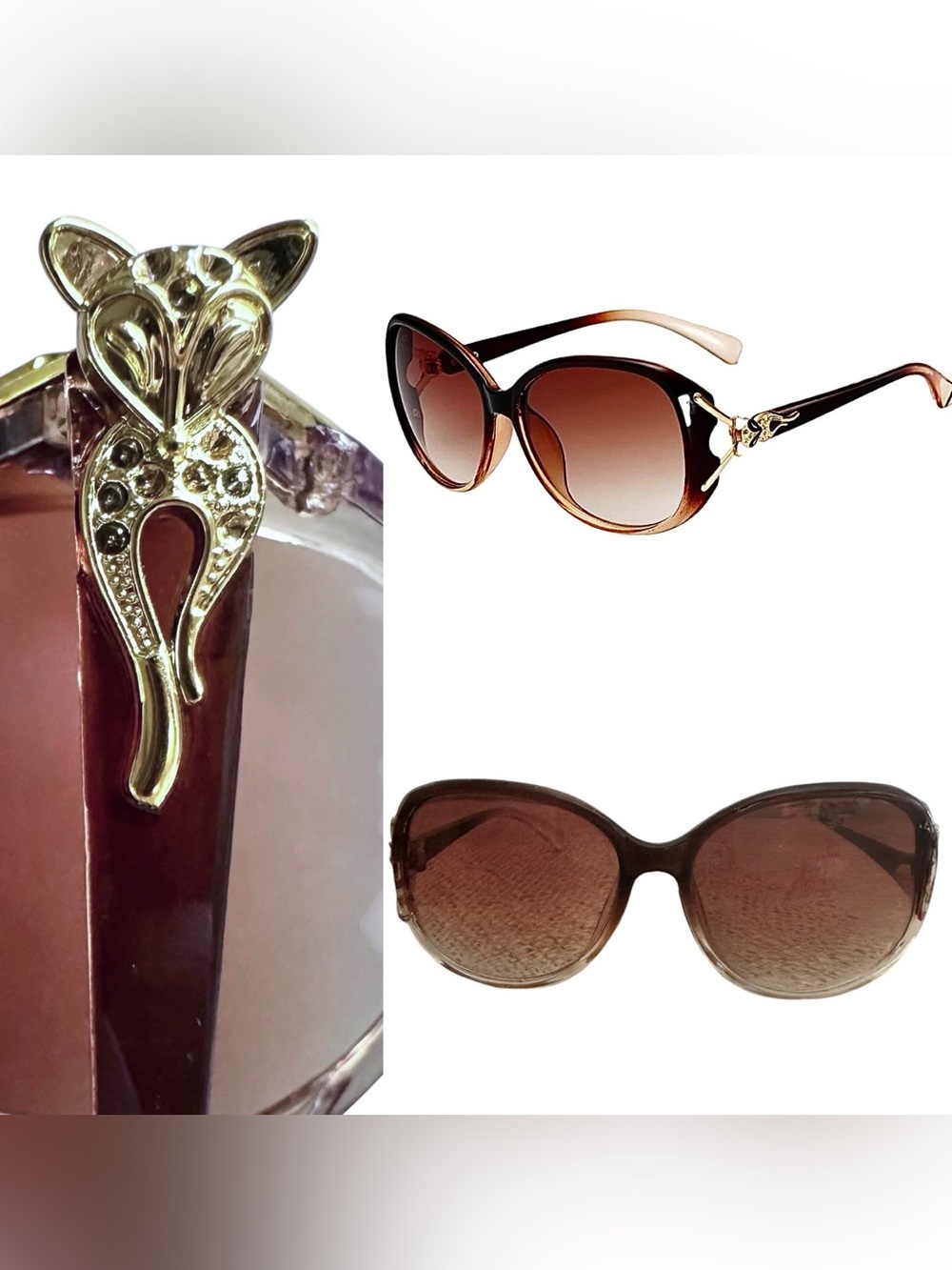 Cat Charm Classic Brown Gradient Women's Oversized Sunglasses